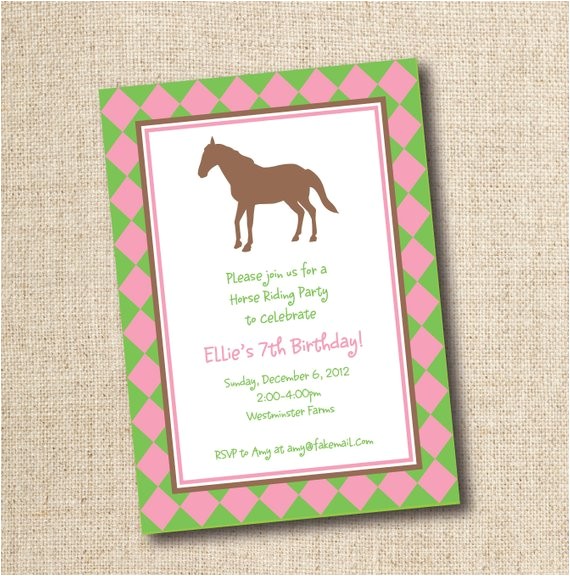Horseback Riding Birthday Party Invitations Horseback Riding Birthday Party Invitation Custom Printable