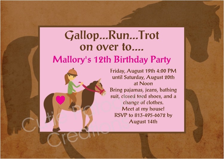 Horseback Riding Birthday Party Invitations Horseback Riding Birthday Party Invitations Printable or