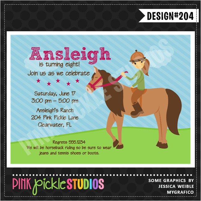 Horseback Riding Birthday Party Invitations Horseback Riding Printable Birthday Invitation