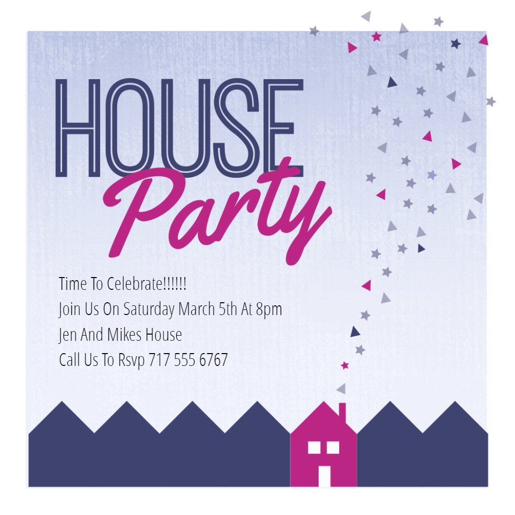 House Party Invitation Template Purple Party Place Free House Party Invitation Template