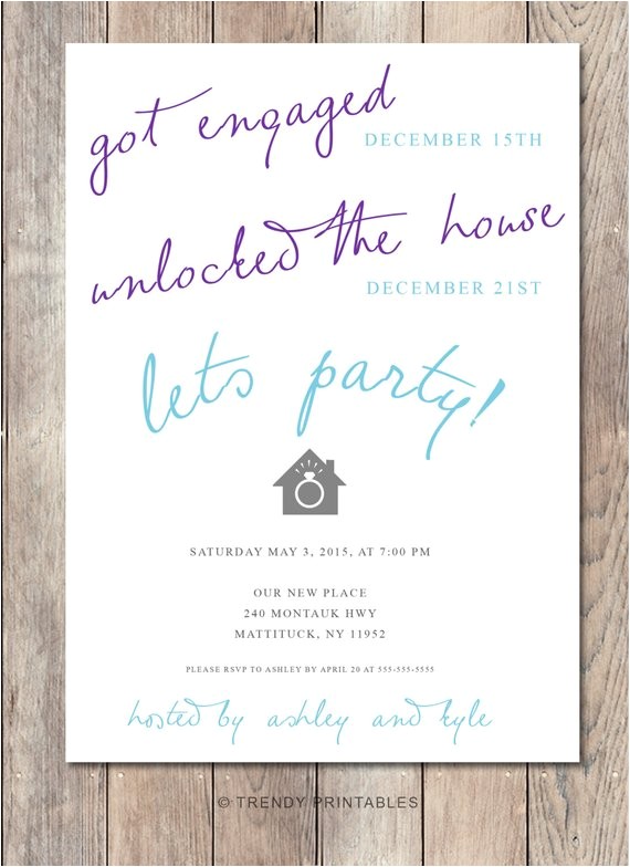 Housewarming and Engagement Party Invitations Engagement Party Invitation Housewarming Party by