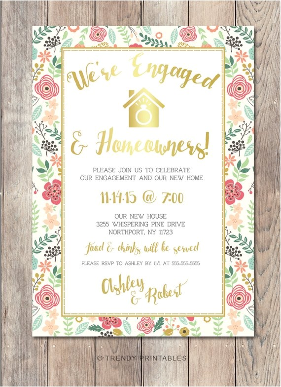 Housewarming and Engagement Party Invitations Engagement Party Invitation Housewarming Party by