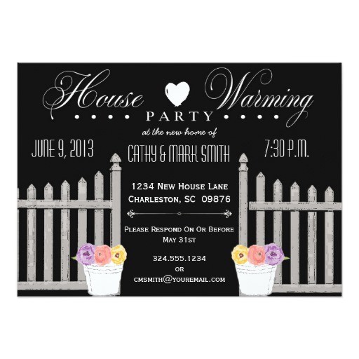 Housewarming Party Invitation Wording for Gifts Picket Fence Housewarming Party Invitation Zazzle