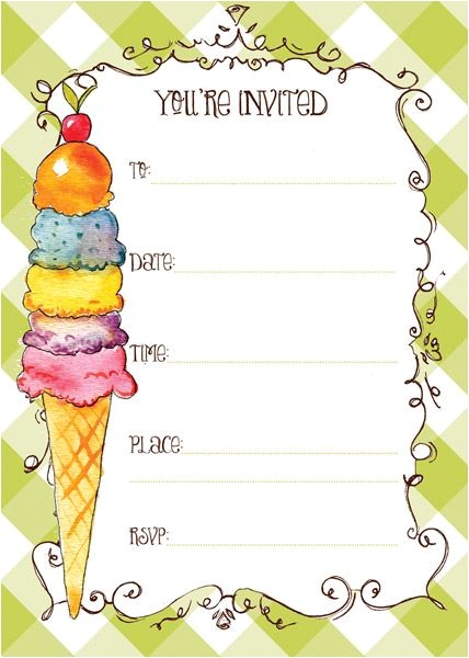 How to Fill Out Birthday Party Invitations Ice Cream social Fill In Invitation Fun Birthday
