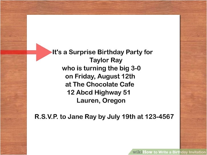 How to Write A Surprise Birthday Party Invitation How to Write A Birthday Invitation 14 Steps with Pictures