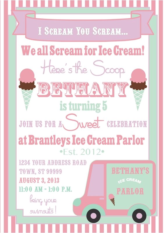 Ice Cream Party Invitations Wording Items Similar to Ice Cream Party Invitation On Etsy
