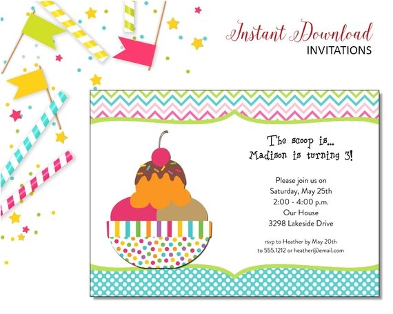 Ice Cream Sundae Party Invitations Ice Cream Sundae Invitation Kids Birthday Printable Ice Cream Sundae Party Invitations Ice Cream Sundae Invitation Kids Birthday Printable