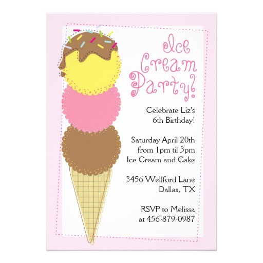 Ice Cream theme Party Invitations Girls Ice Cream themed Birthday Party Invites 5 Quot X 7
