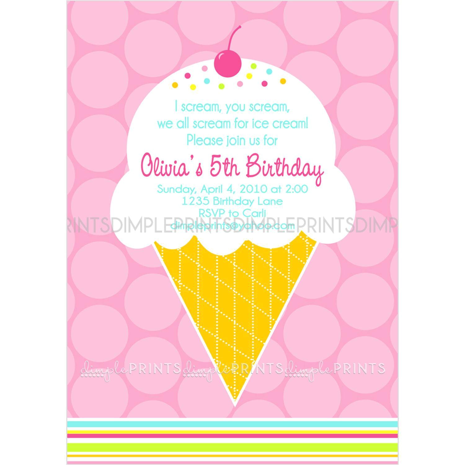 Ice Cream theme Party Invitations Ice Cream Party Invitations Party Invitations Templates