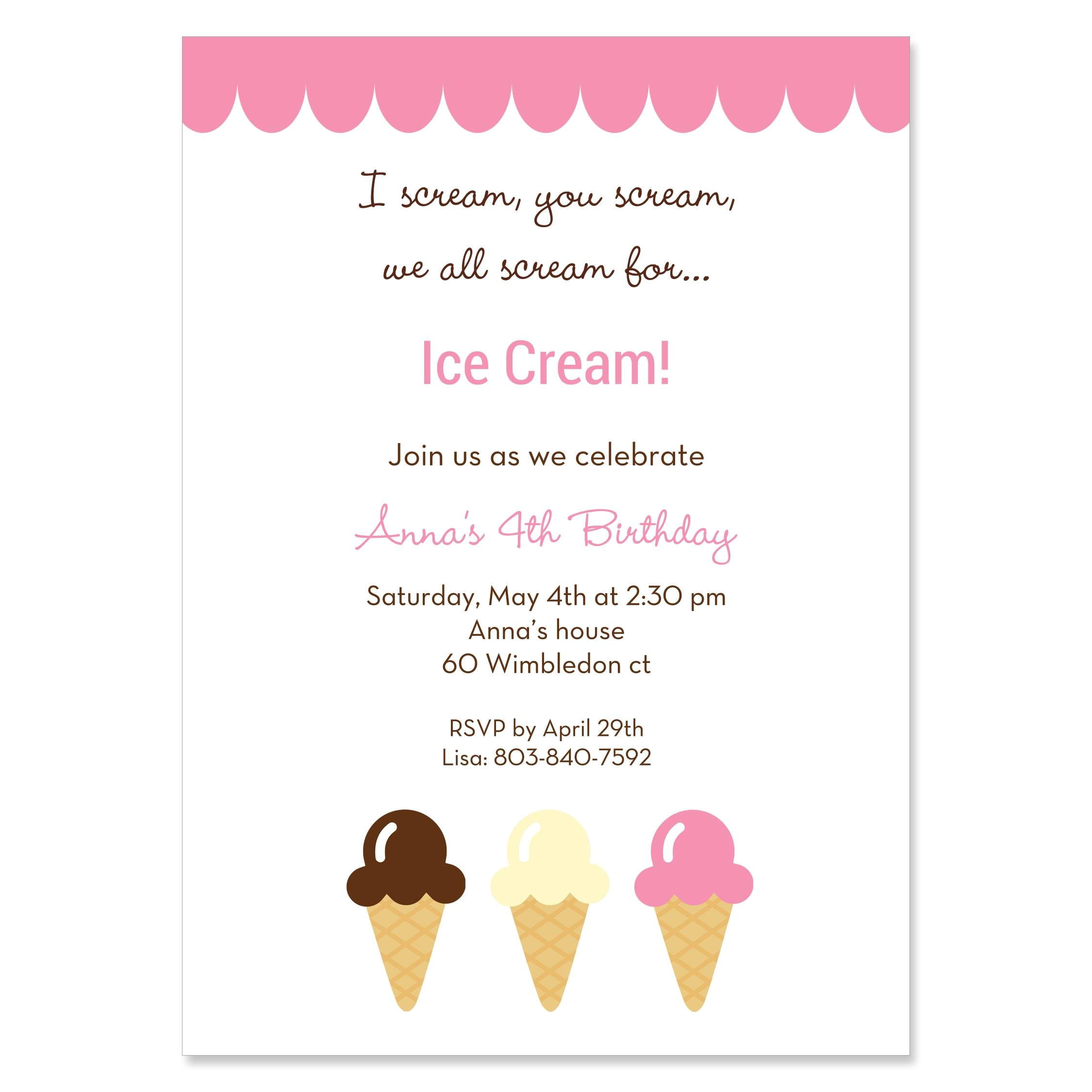 Ice Cream theme Party Invitations Ice Cream Party Invitations Party Invitations Templates