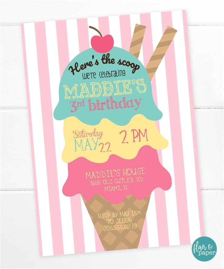 Ice Cream theme Party Invitations the 25 Best Birthday Invitations Ideas On Pinterest