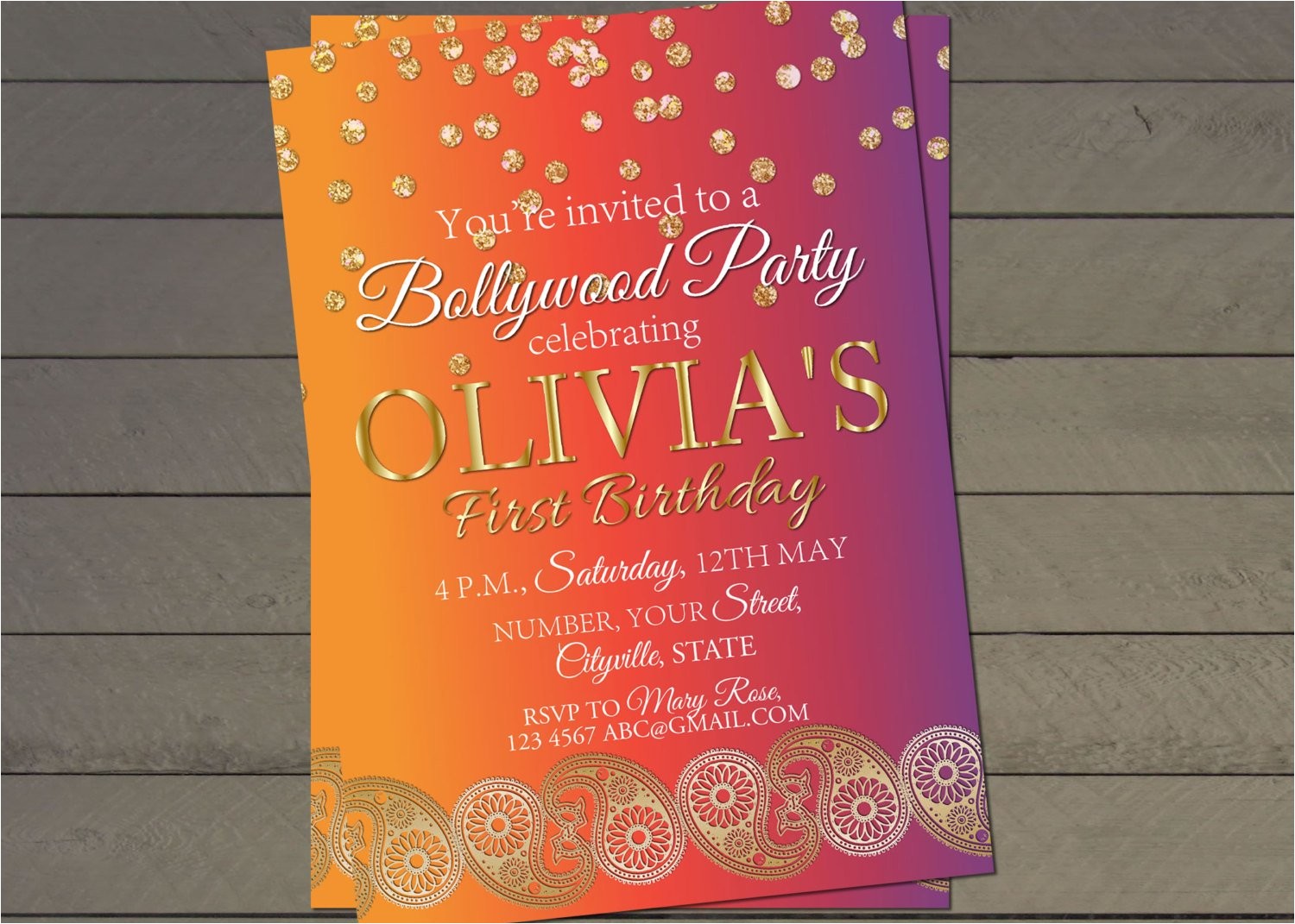 Indian Birthday Party Invitations Bollywood Birthday Party Invite Indian Wedding Invitation