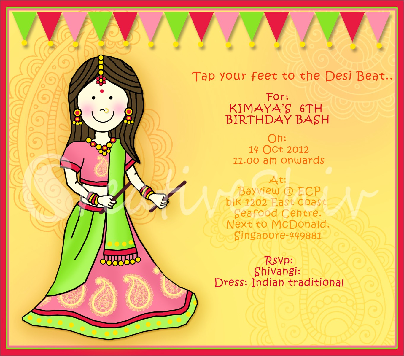 Indian Birthday Party Invitations Creativeshiv Indian theme Birthday Party