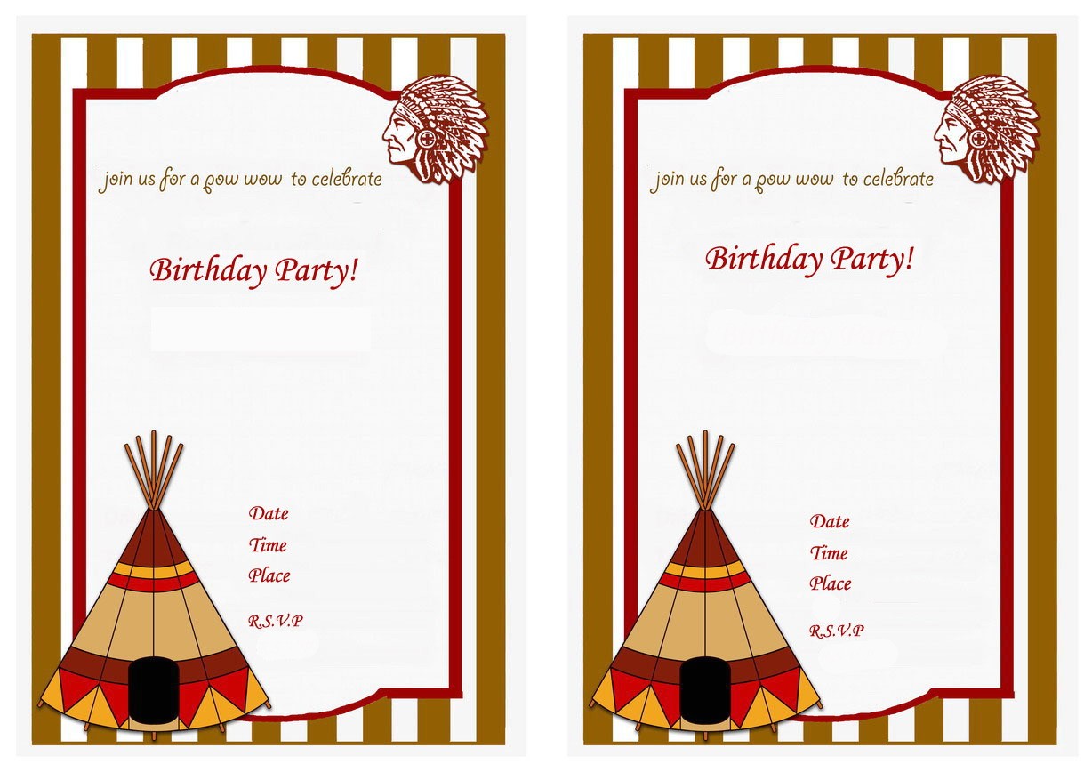 Indian Birthday Party Invitations Indians Birthday Invitations Birthday Printable
