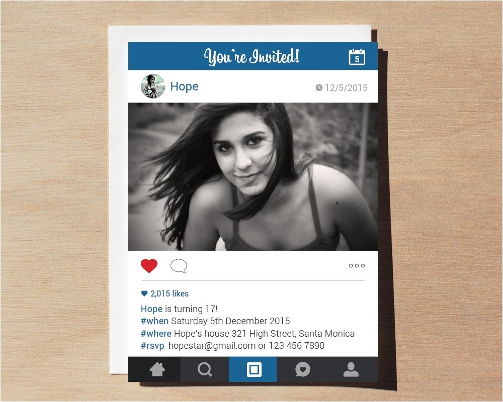 Instagram Party Invitations Instagram Birthday Invitation Printable Invites by Framesta