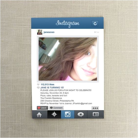 Instagram Party Invitations Instagram Birthday Invite Teenage Birthday Invite 13th