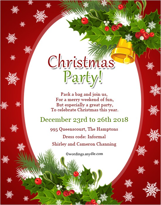 Invitation for the Christmas Party Christmas Party Invitation Wordings Wordings and Messages
