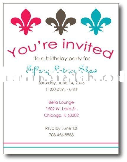 Invitation format for Party Birthday Invites Awesome Party Invitations Wording