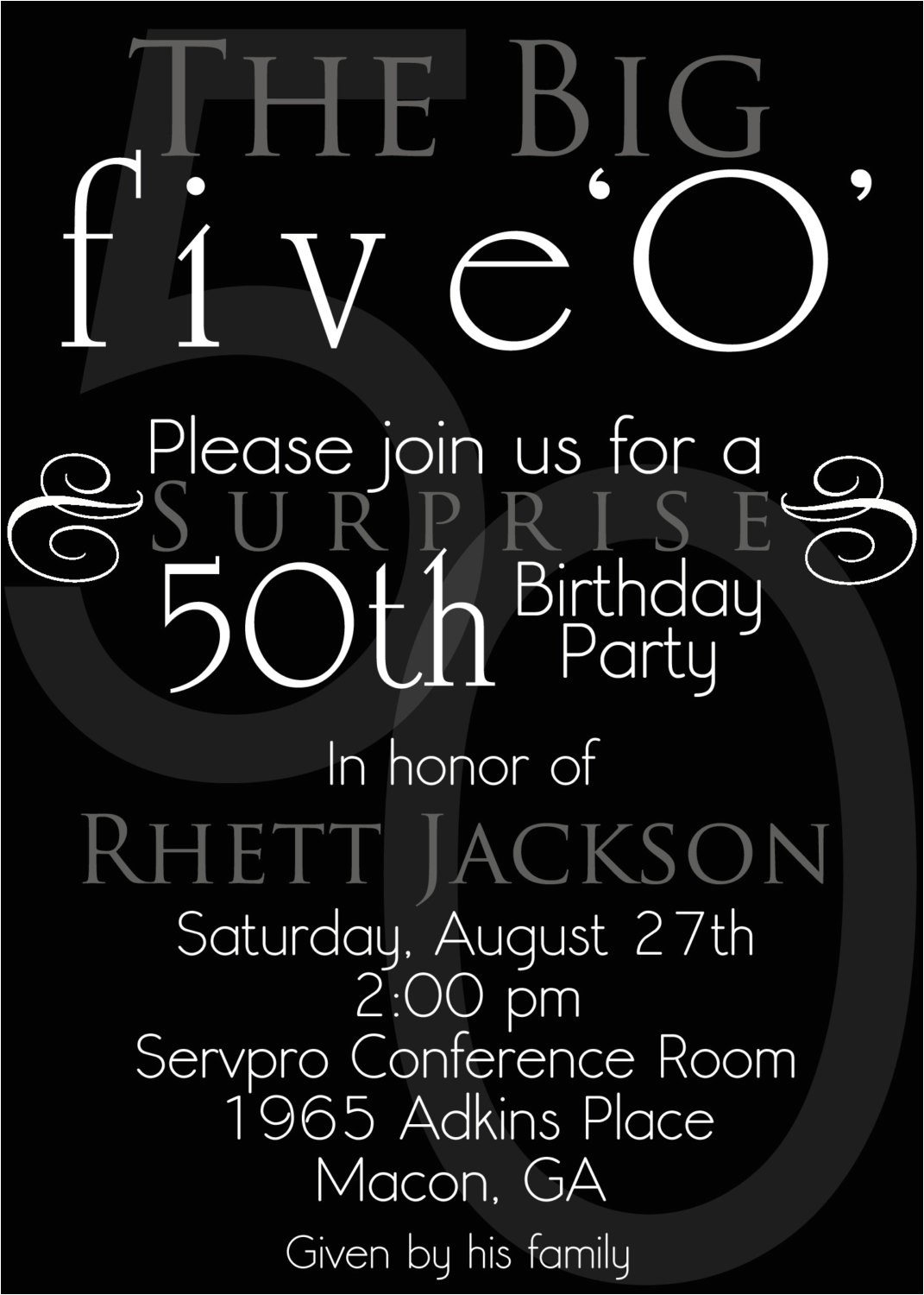 Invitation Ideas for 50th Birthday Party Surprise 50th Birthday Party Invitations Template Best