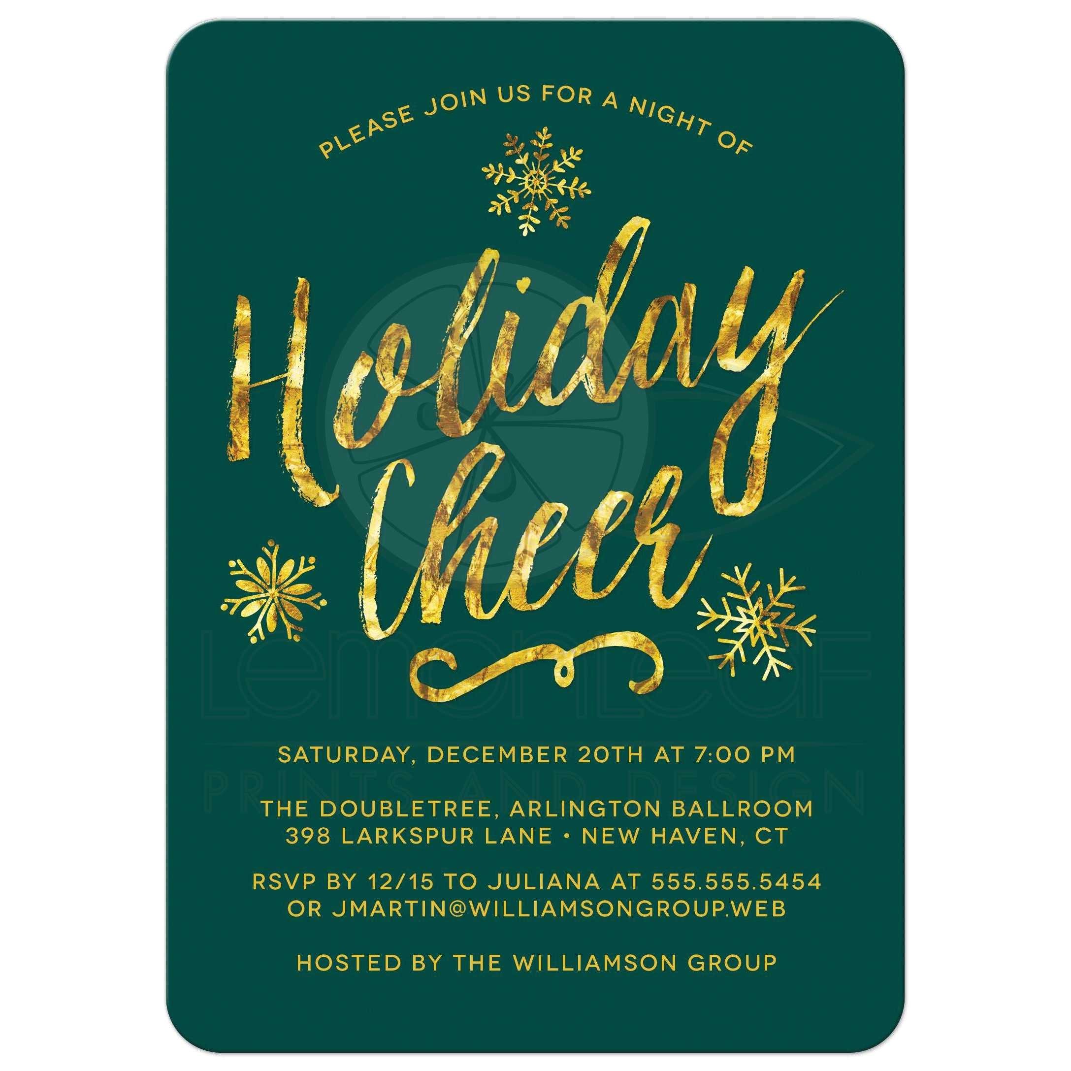 Invitation to A Company Christmas Party Corporate Holiday Party Invitations Golden Holiday Cheer
