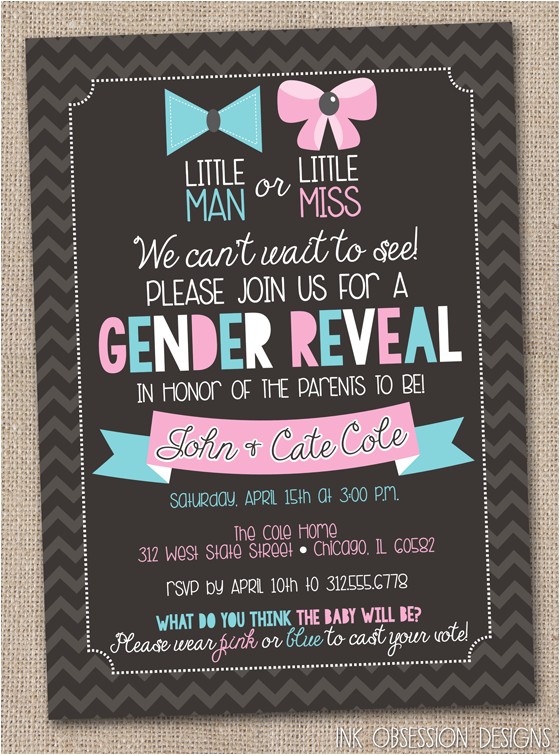 Invitations for Gender Reveal Party Ink Obsession Designs Gender Reveal Party Printable