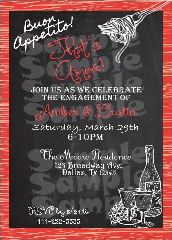 Italian themed Birthday Party Invitations Printable Quot Engagement Party Invitation Quot Pasta themed Italian themed Birthday Party Invitations Printable Quot Engagement Party Invitation Quot Pasta themed