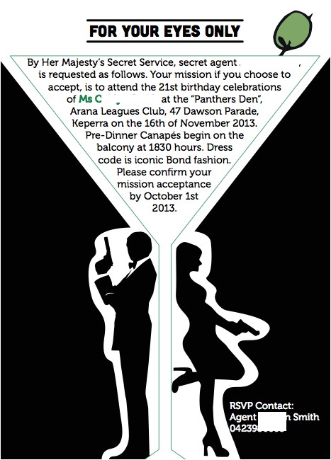 James Bond Party Invitation Wording James Bond themed event Caitlynsmithdesign