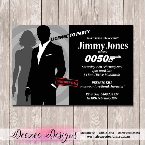 James Bond Party Invitations James Bond 007 Birthday Invitation You Print by Deezee