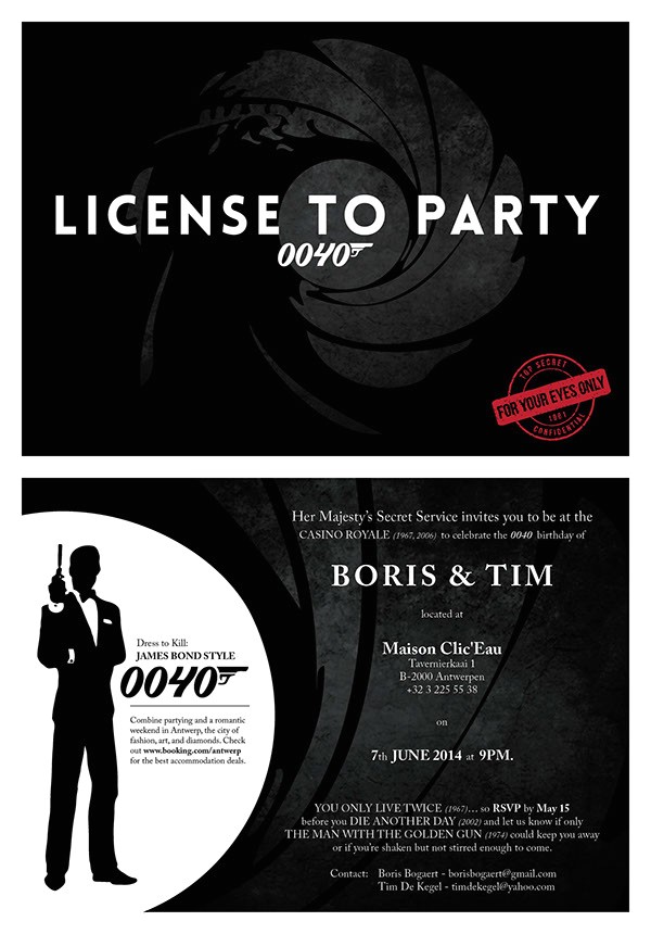 James Bond Party Invitations James Bond Birthday Invitation On Behance