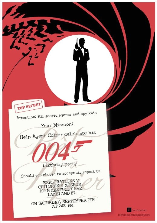James Bond Party Invitations James Bond Party Invitation