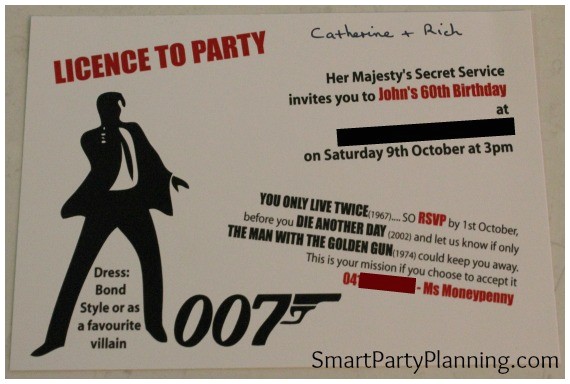 James Bond Party Invitations James Bond theme Party