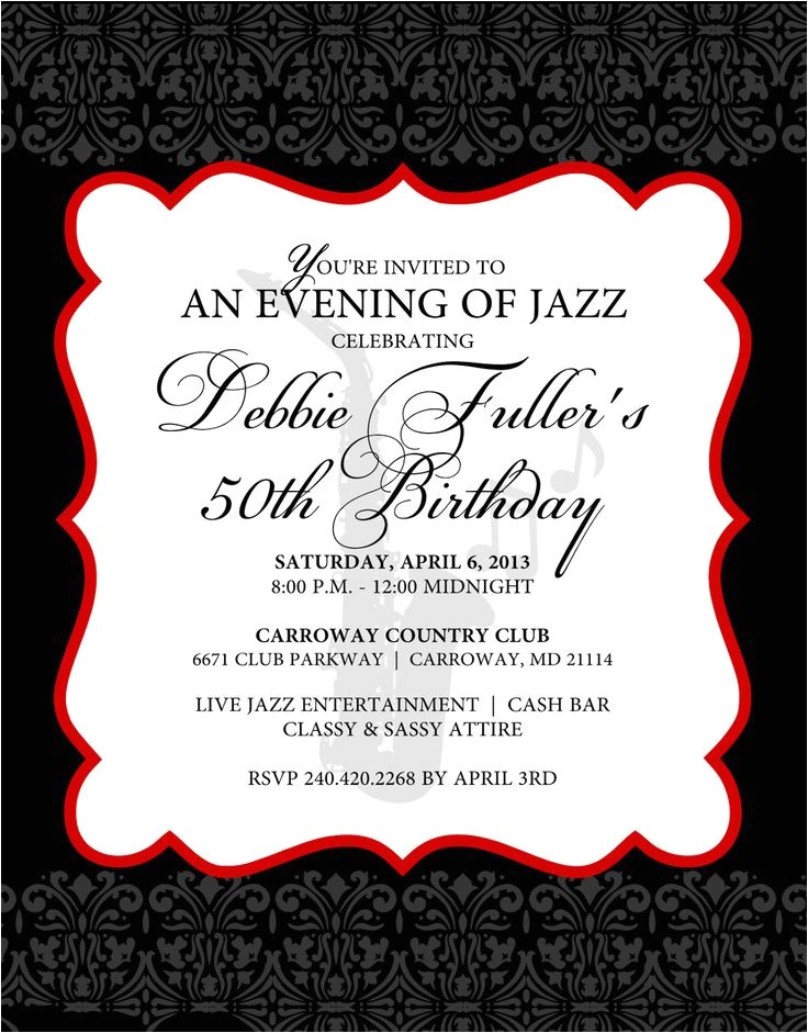 Jazz Party Invitations 1000 Images About 60th Birthday On Pinterest Birthday