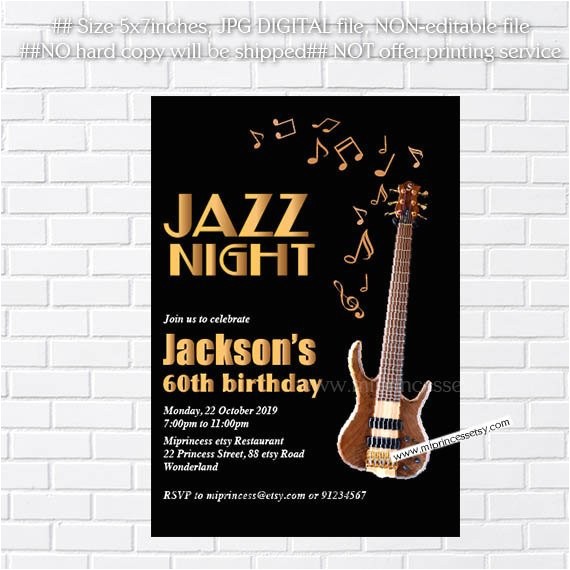 Jazz Party Invitations Jazz Birthday Invitation Glam Black Elegant Music Jazz Nigh