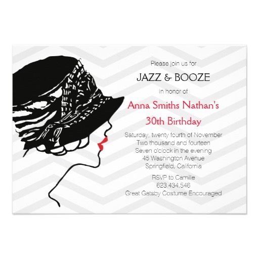 Jazz Party Invitations Jazz Booze Great Gatsby Birthday Invitation Zazzle