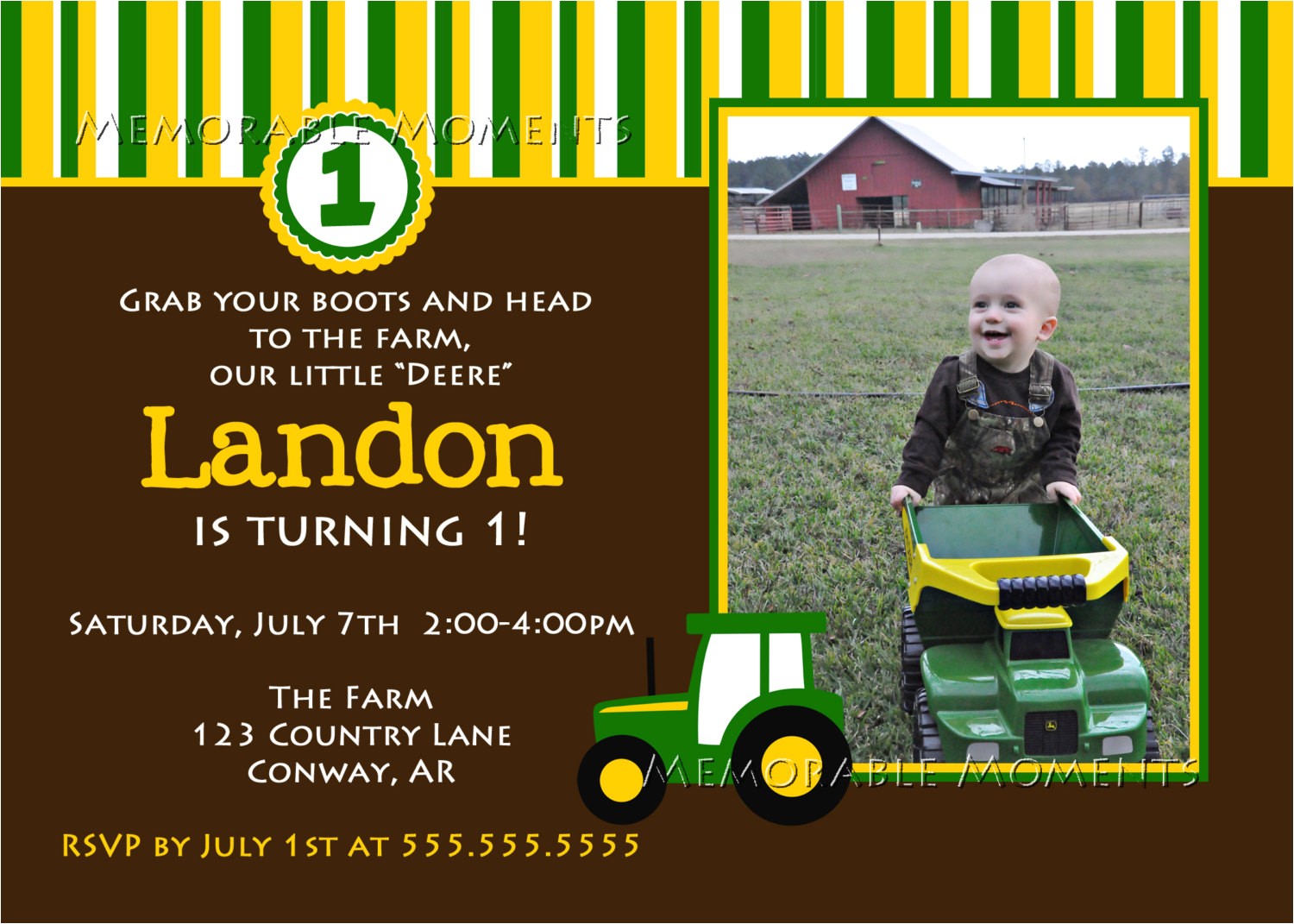 John Deere Tractor Birthday Party Invitations Birthday Invitations John Deere Farm Birthday