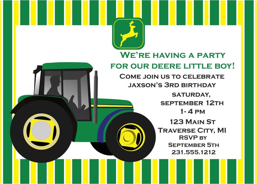 John Deere Tractor Birthday Party Invitations Free John Deere Birthday Invitations Bagvania Free