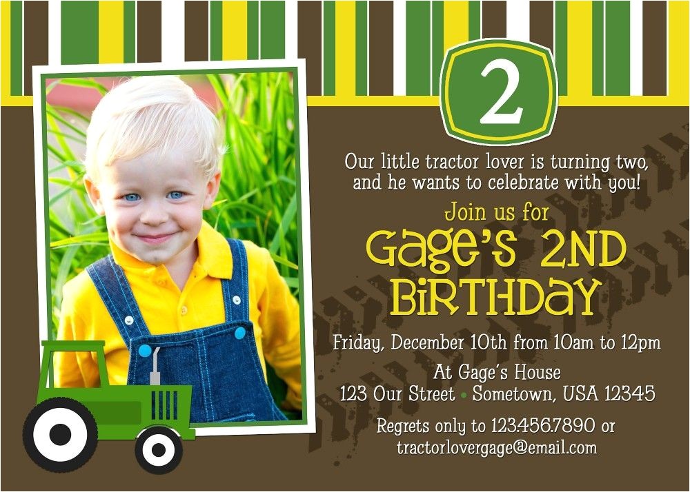 John Deere Tractor Birthday Party Invitations John Deere Birthday Party Invites Bday Ideas for Sam 2nd