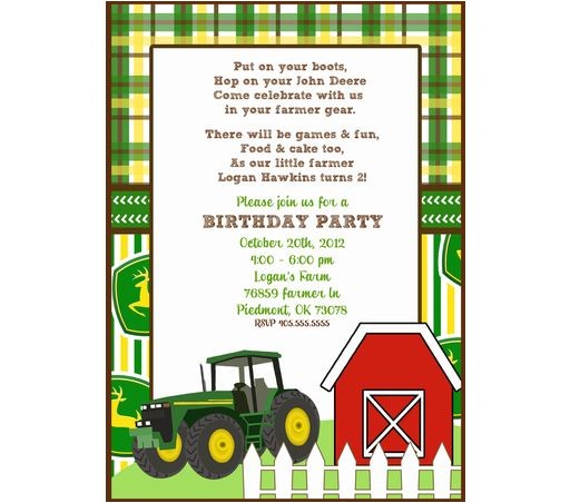 John Deere Tractor Birthday Party Invitations Large John Deere Invitation Templates John Deere