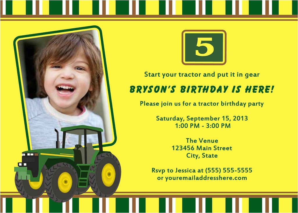John Deere Tractor Birthday Party Invitations Printable Tractor John Deere Birthday Party Invitation