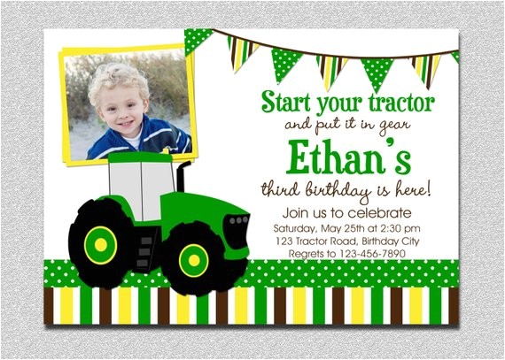 John Deere Tractor Birthday Party Invitations Tractor Birthday Invitation Tractor Birthday Party