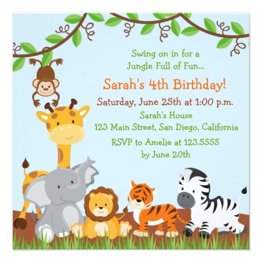 Jungle theme Party Invites Cute Safari Jungle Birthday Party Invitations Zazzle Com