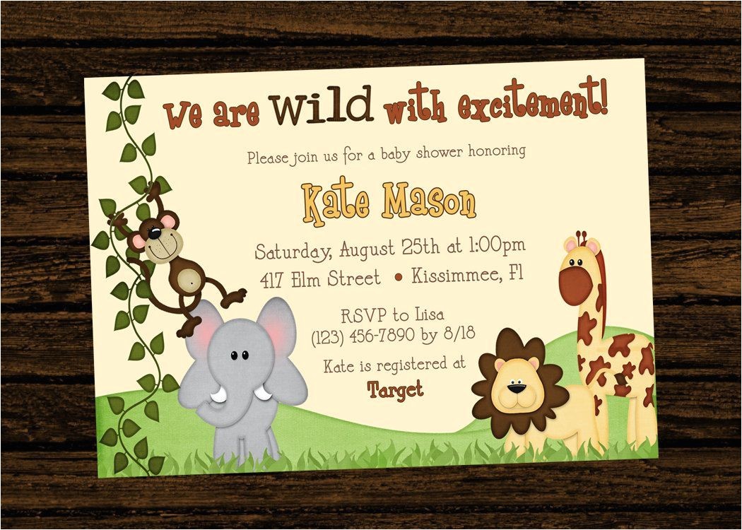 Jungle theme Party Invites Jungle themed 1st Birthday Invitations Safari 1st
