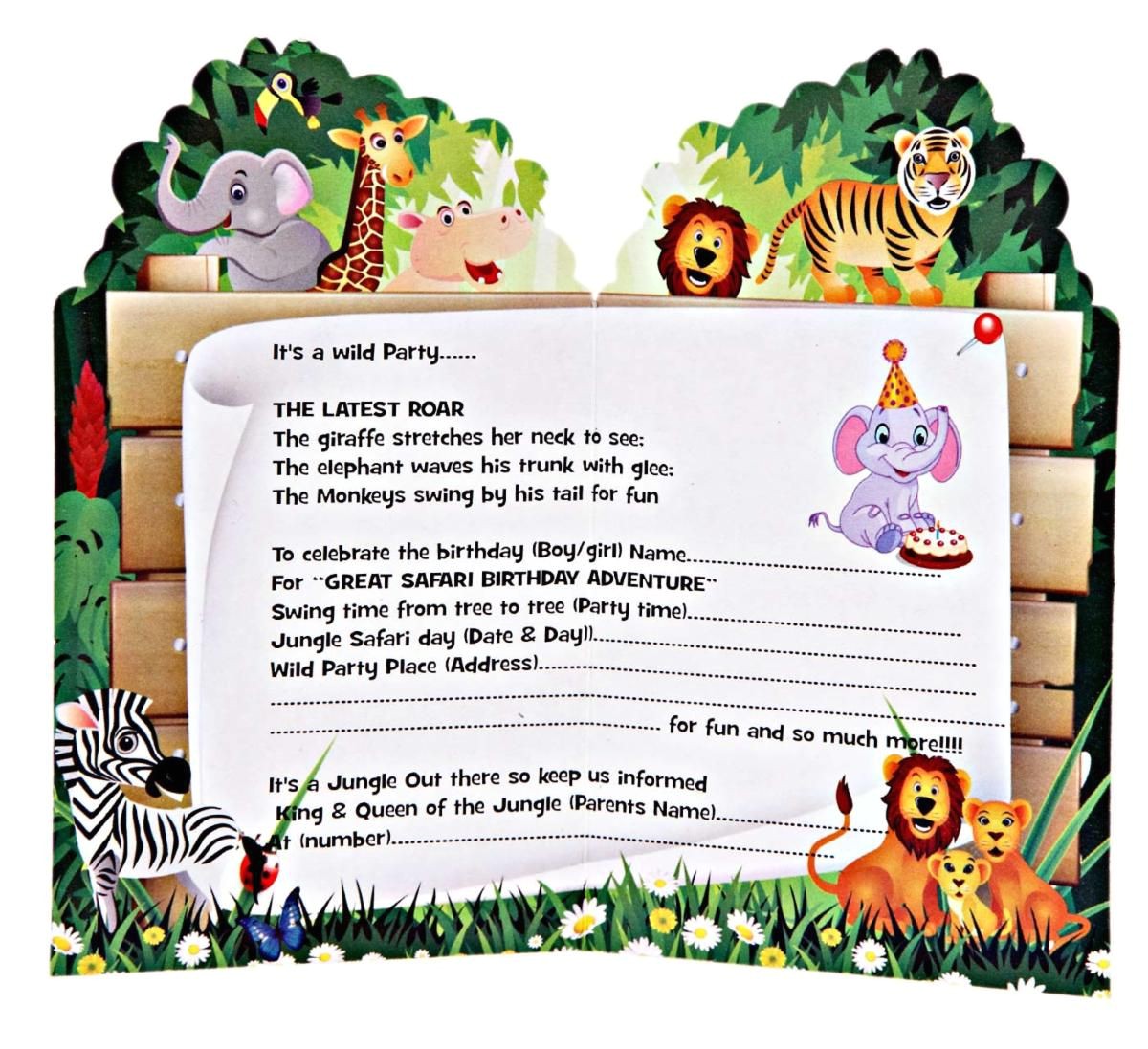 Jungle theme Party Invites Jungle themed 1st Birthday Invitations Safari themed