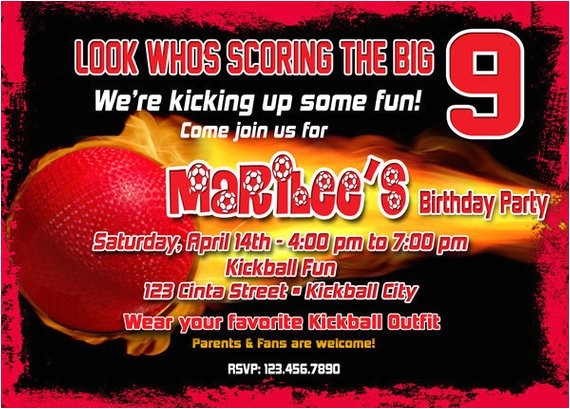 Kickball Birthday Party Invitations Kickball Birthday Invitation Printable File Diy Kickball