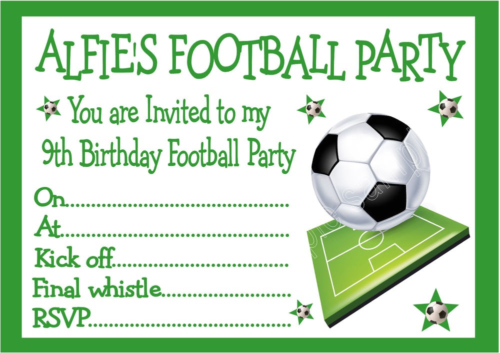 Kids Football Party Invitations Personalised Invites Childrens Boys Football Birthday