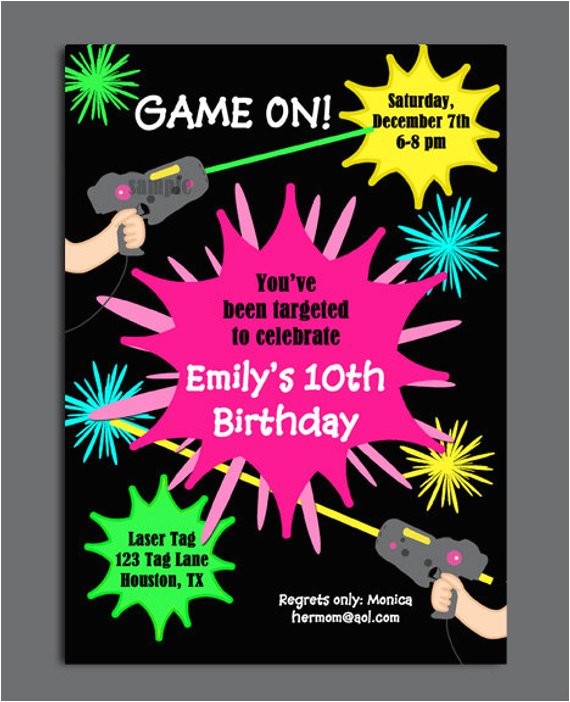 Laser Tag Party Invitations Free Laser Tag Girl Birthday Invitation Printable or Printed with