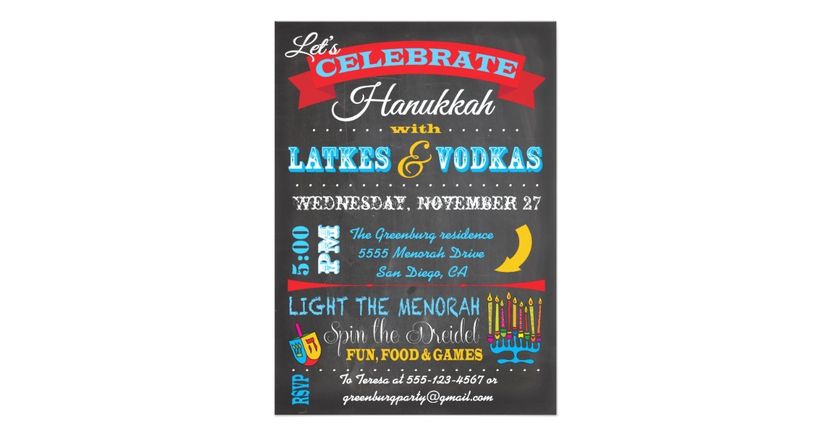 Latke Party Invitation Chalkboard Hanukkah Latkes Vodkas Invitations Zazzle Co Uk Latke Party Invitation Chalkboard Hanukkah Latkes Vodkas Invitations Zazzle Co Uk
