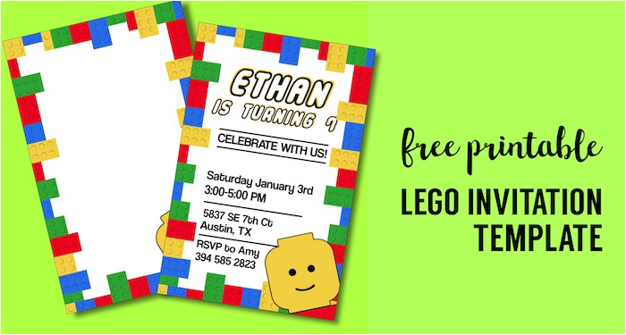 Lego Party Invitations Free Online Free Printable Lego Birthday Party Invitation Template