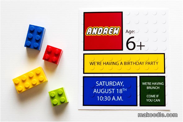Lego Party Invitations Free Online Lego Invitation Makoodle