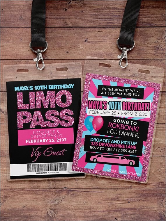 Limo Birthday Party Invitations Vip Pass Limo Pass Birthday Party 21st Birthday